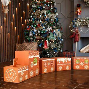 7 Pieces Christmas Express Train Decorations Cardboard Train Boxes DIY